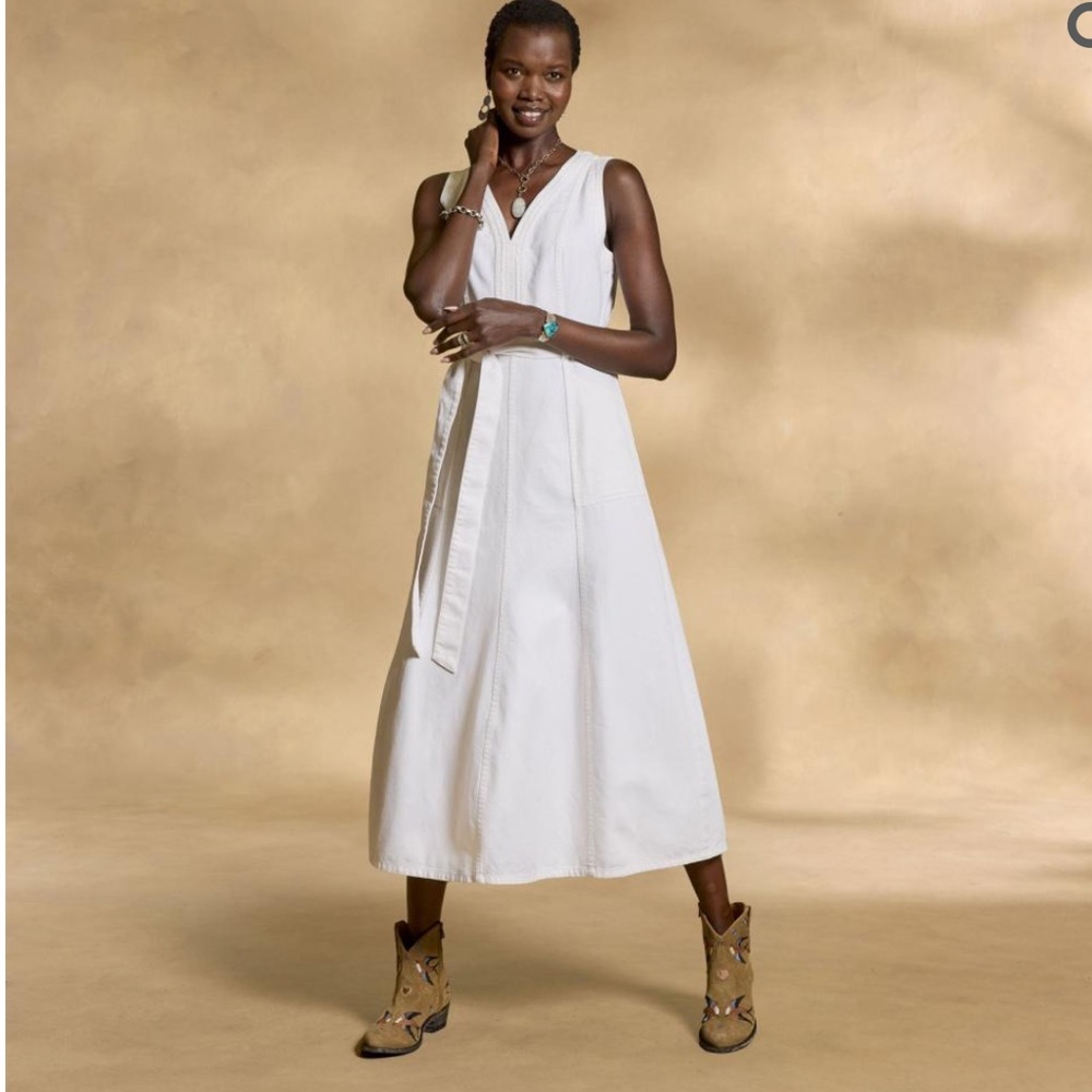 Sundance Living Poppy Denim Dress white midi
